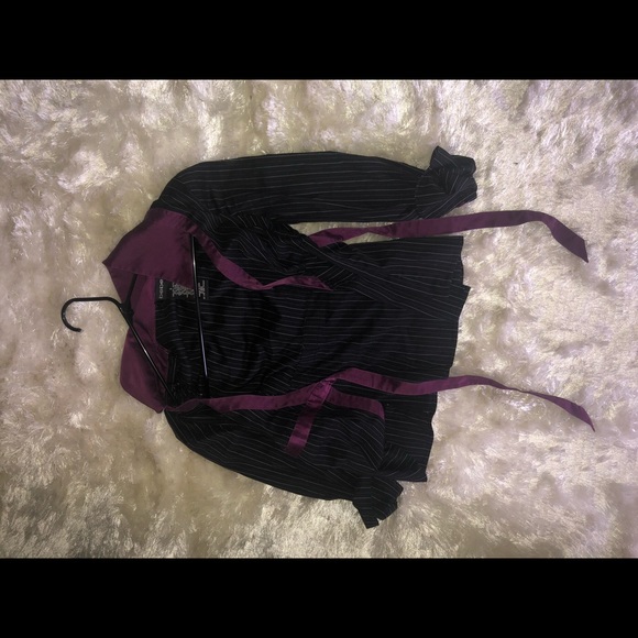 REAL SILK vintage bebe collated wrap top striped - Picture 6 of 7